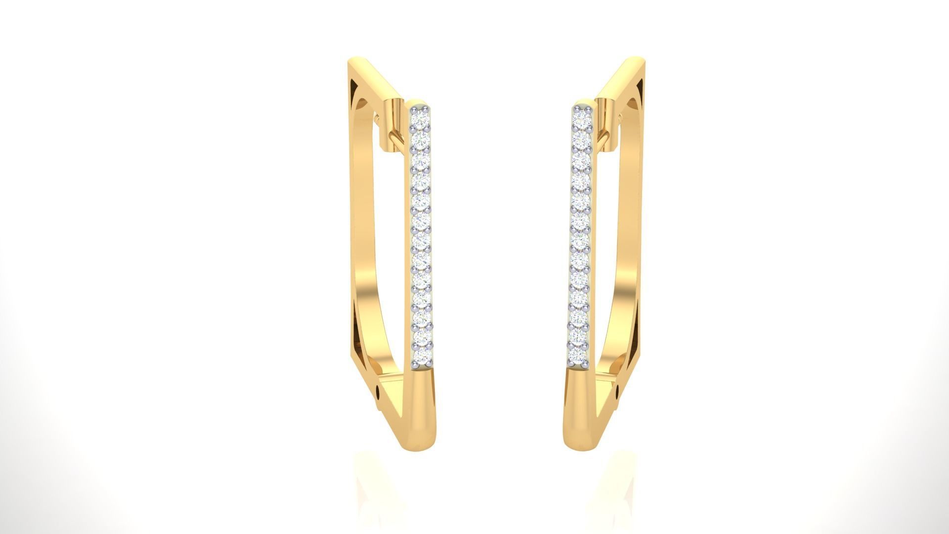 Geometric Theme Diamond Earrings obj stl 3dmf renders details 3D print model_2