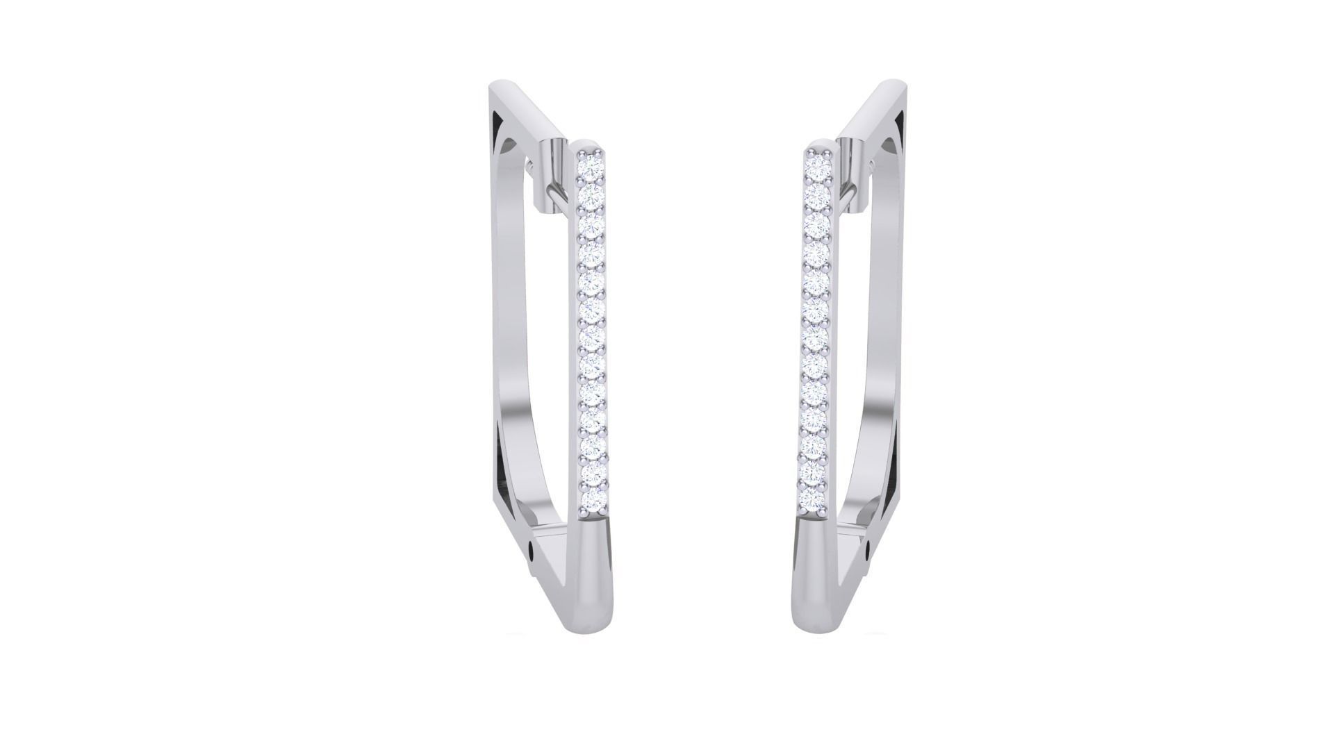 Geometric Theme Diamond Earrings obj stl 3dmf renders details 3D print model_1