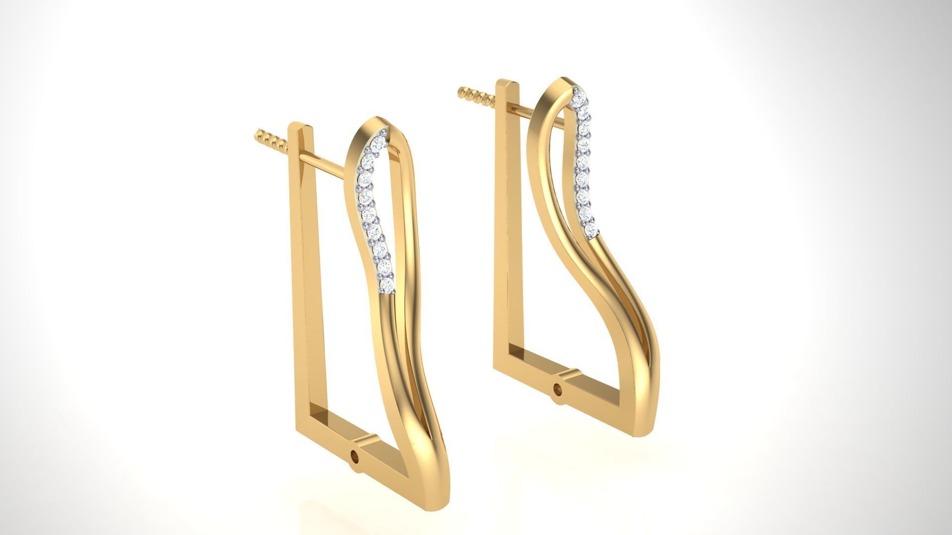 Geometric Theme Diamond Earrings obj stl 3dmf renders details 3D print model_2
