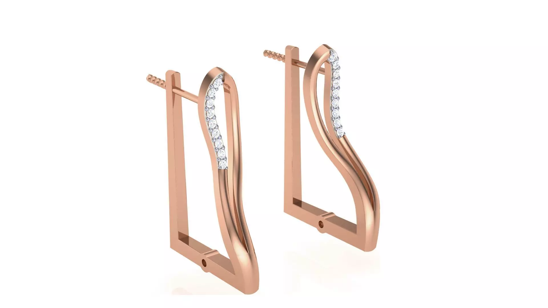 Geometric Theme Diamond Earrings obj stl 3dmf renders details 3D print model_0