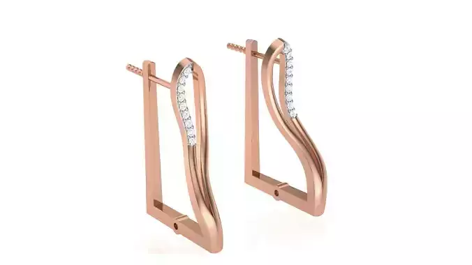 Geometric Theme Diamond Earrings obj stl 3dmf renders details 3D print model