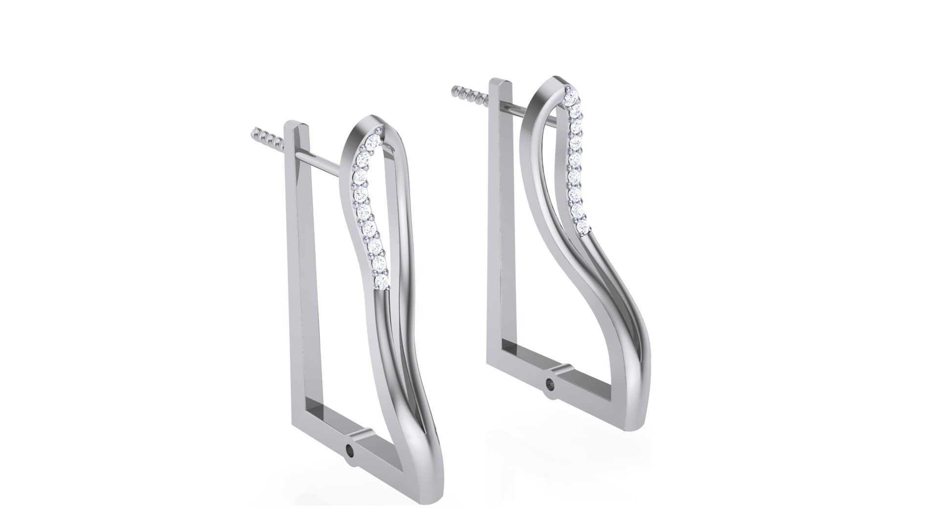 Geometric Theme Diamond Earrings obj stl 3dmf renders details 3D print model_1