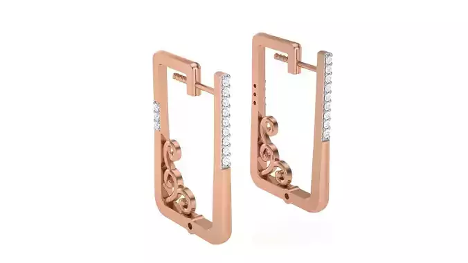 Geometric Theme Diamond Earrings obj stl 3dmf renders details 3D print model