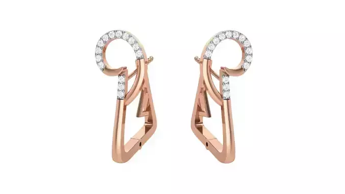 Geometric Theme Diamond Earrings obj stl 3dmf renders details 3D print model