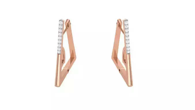 Geometric Theme Diamond Earrings obj stl 3dmf renders details