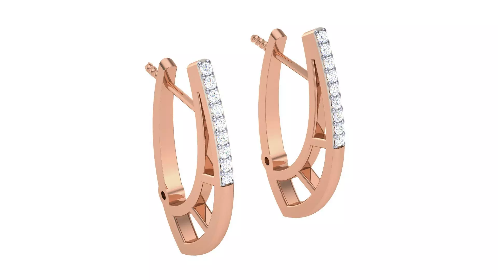 Geometric Theme Diamond Earrings obj stl 3dmf renders details 3D print model