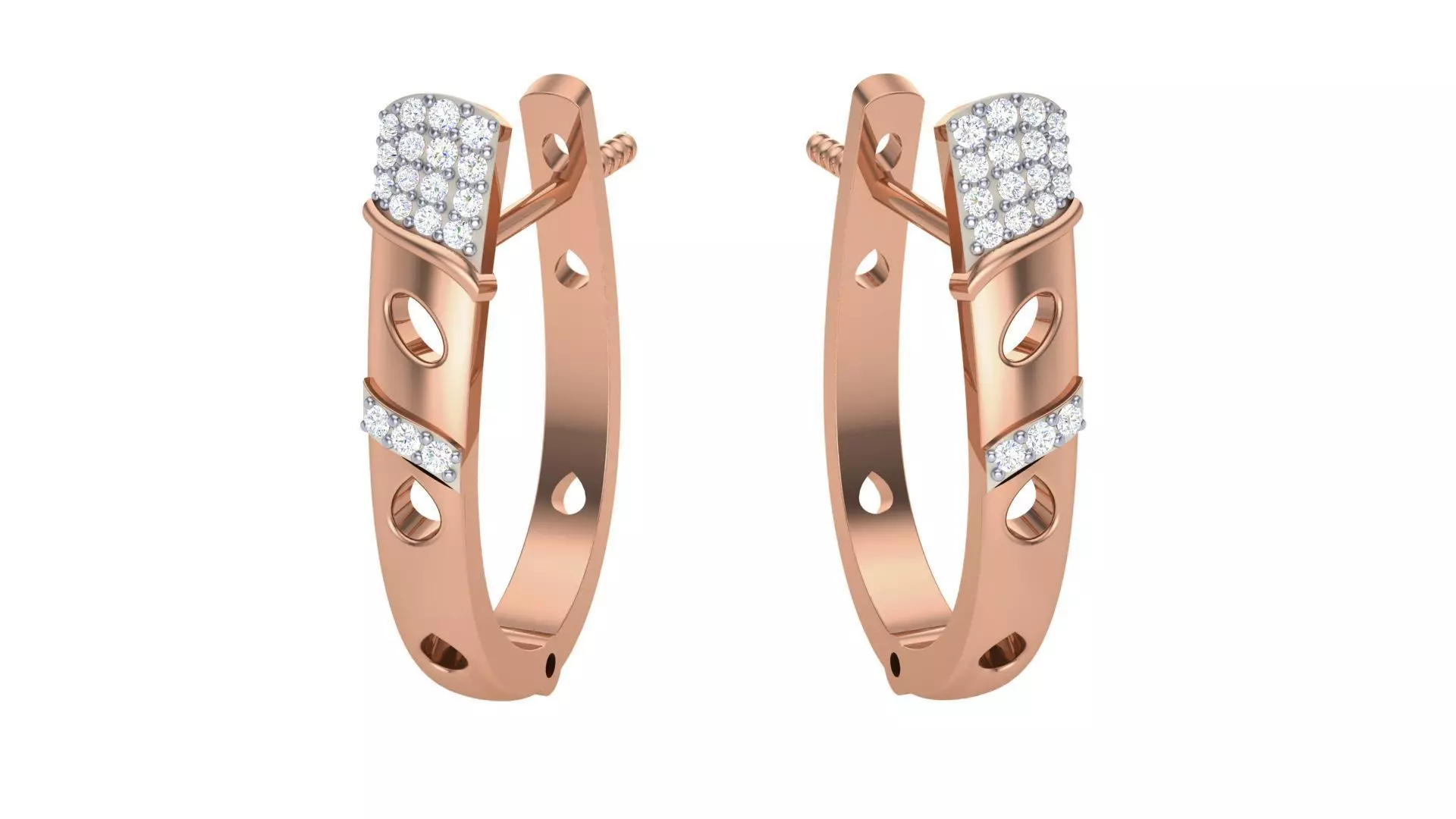 Geometric Theme Diamond Earrings obj stl 3dmf renders details 3D print model_0