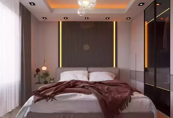 Mini Bedroom D5 Render Scene - Sketchup Model