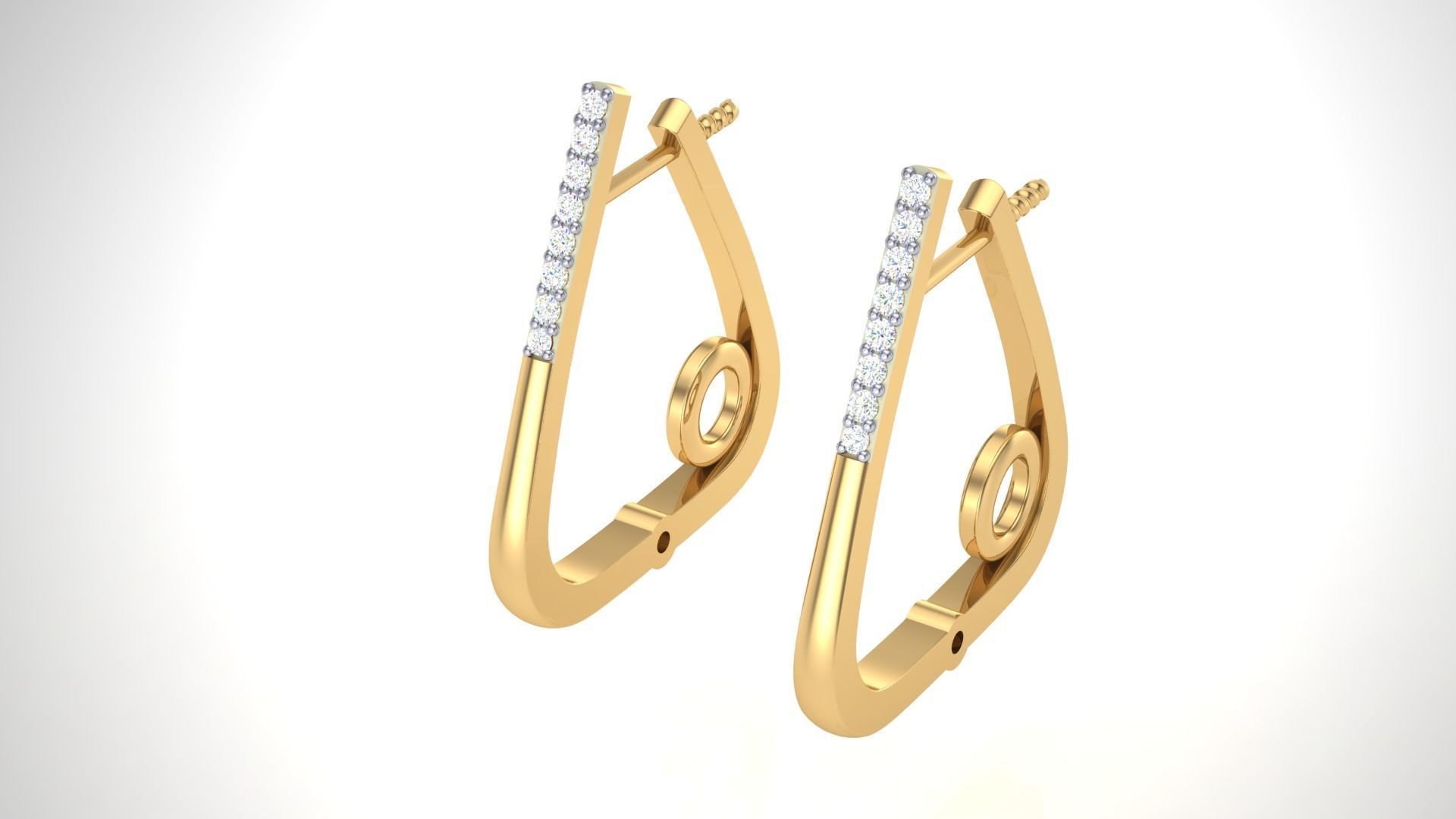 Geometric Theme Diamond Earrings obj stl 3dmf renders details 3D print model_2