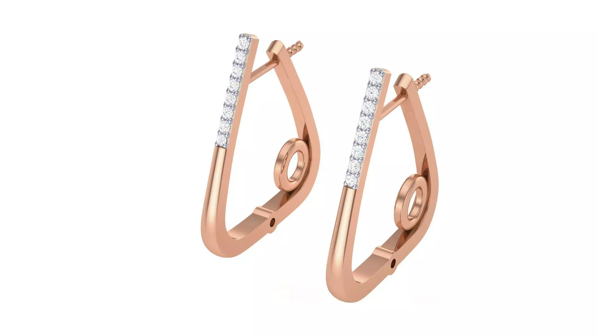 Geometric Theme Diamond Earrings obj stl 3dmf renders details 3D print model_0