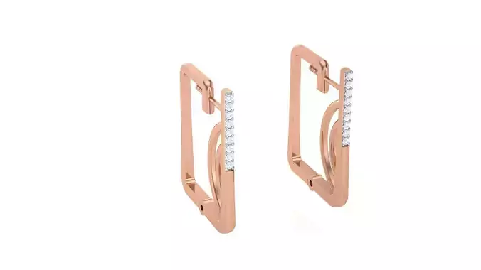 Geometric Theme Diamond Earrings obj stl 3dmf renders details