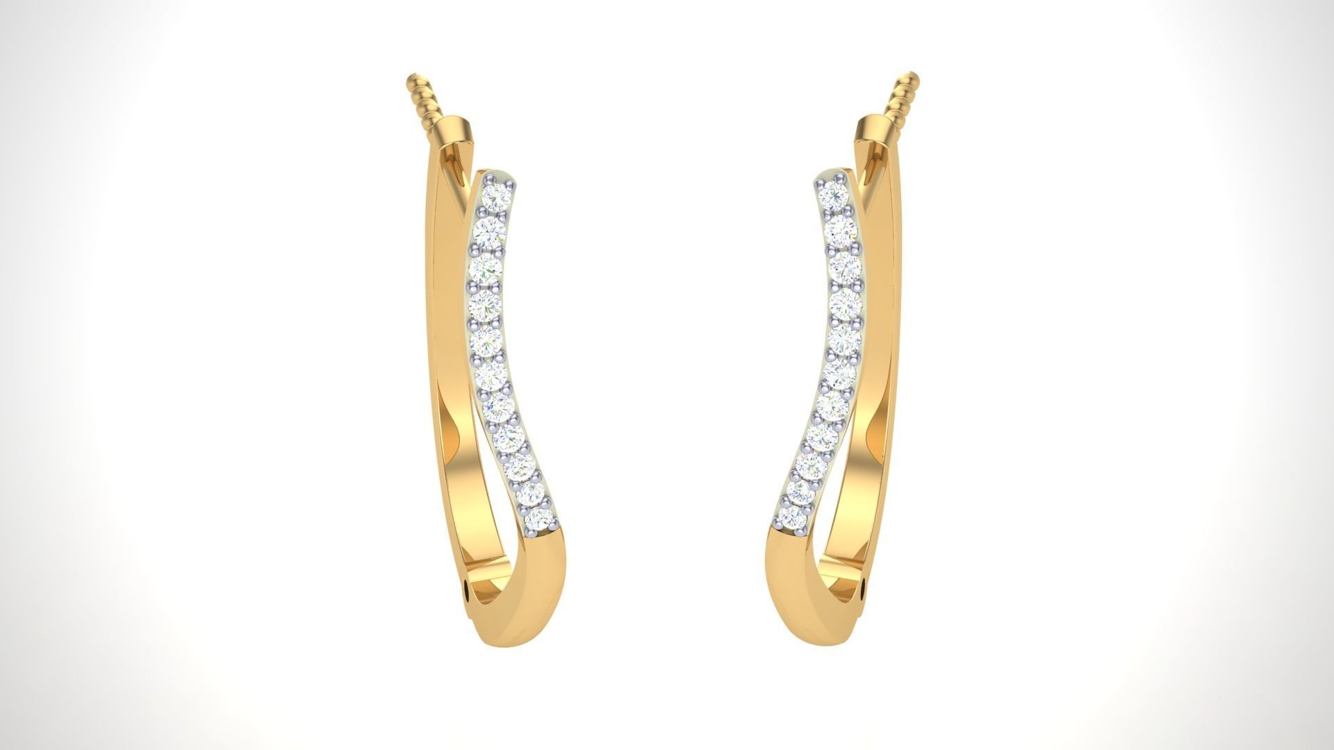 Geometric Theme Diamond Earrings obj stl 3dmf renders details 3D print model_2