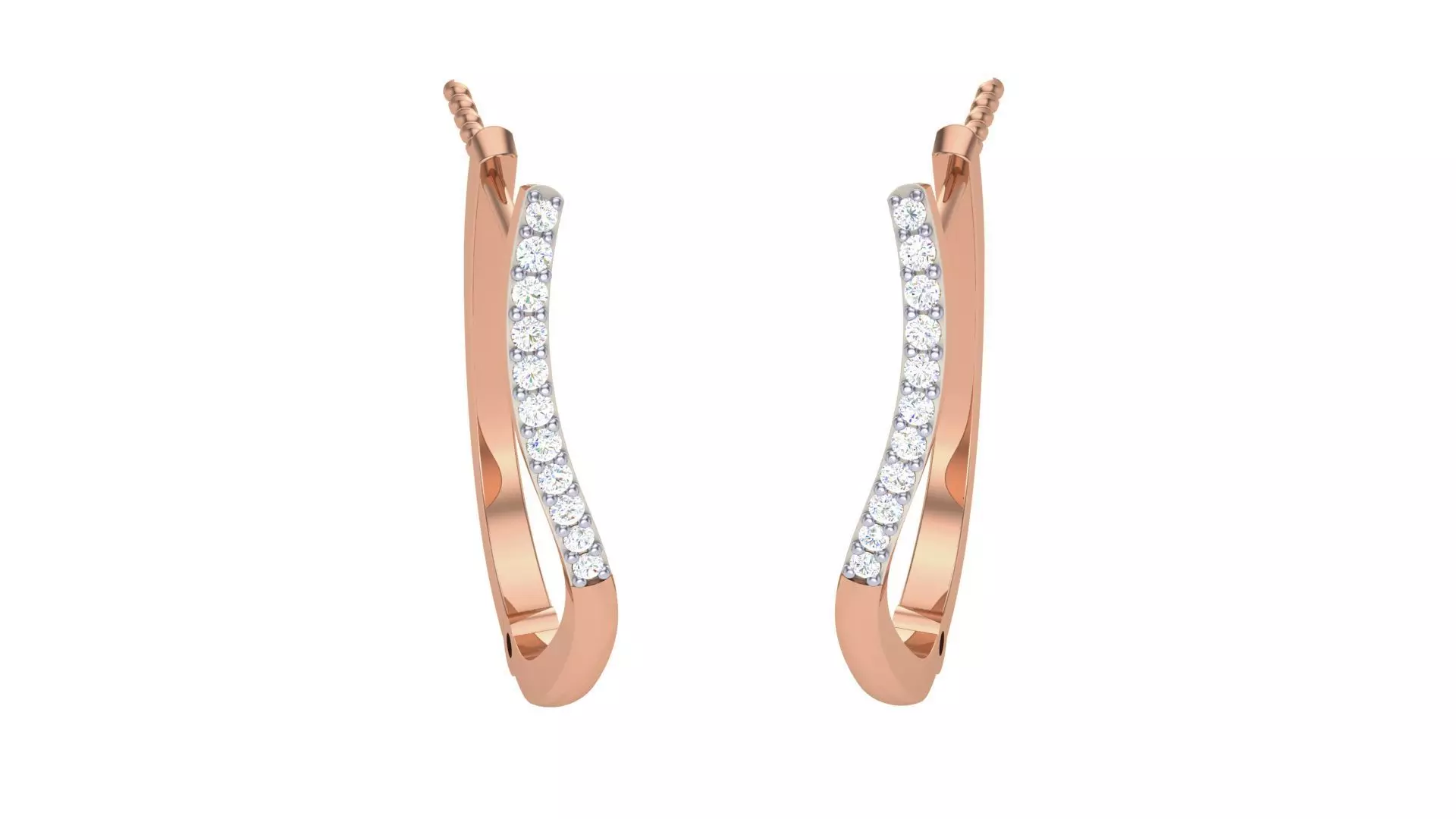 Geometric Theme Diamond Earrings obj stl 3dmf renders details 3D print model_0