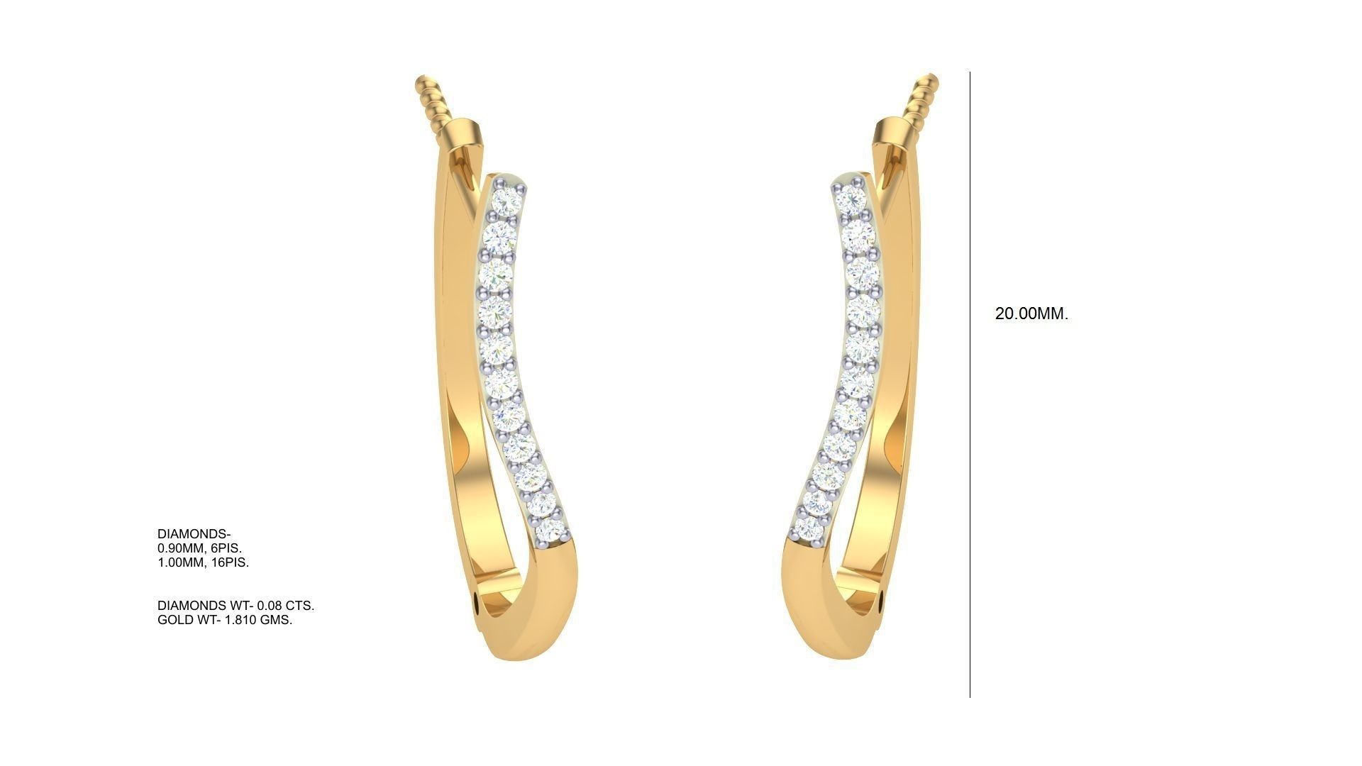 Geometric Theme Diamond Earrings obj stl 3dmf renders details 3D print model_4