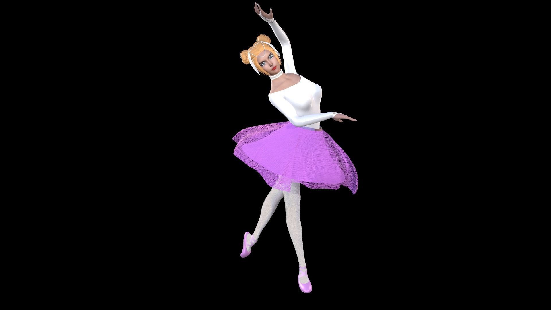 Ballerina Low-poly 3D model_4