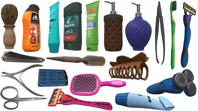 Hygiene bath cosmetic accessory pack 20 3D Model Collection