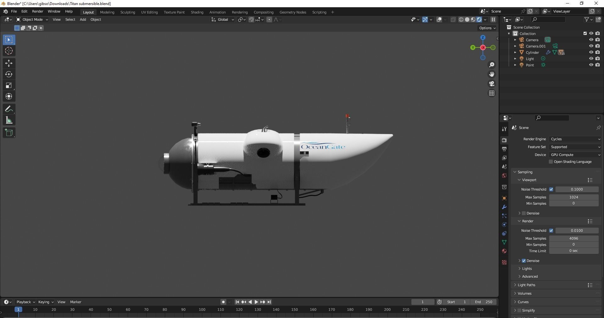 Ocean Gate Titan submarine Low-poly 3D model_5