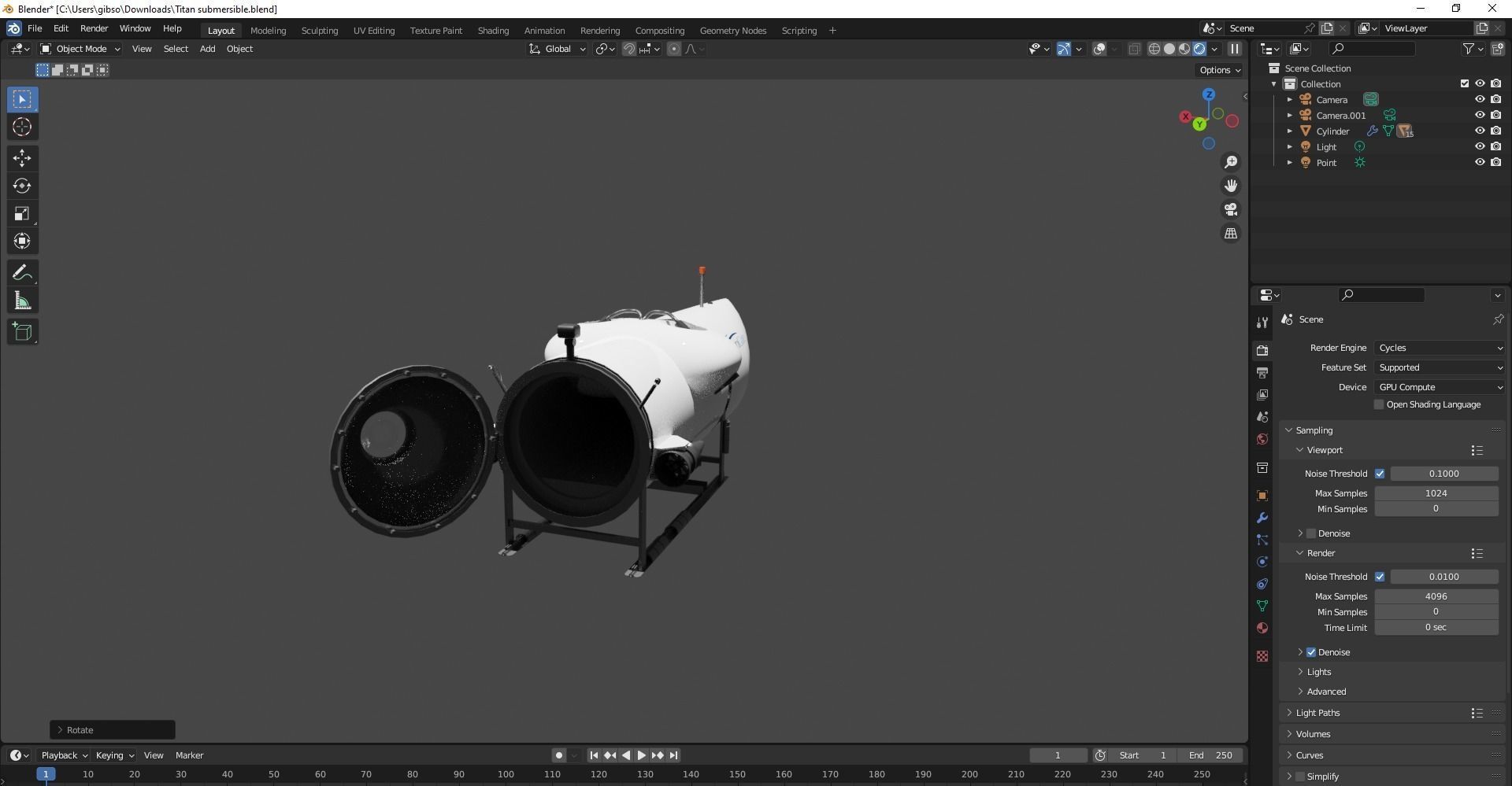 Ocean Gate Titan submarine Low-poly 3D model_9