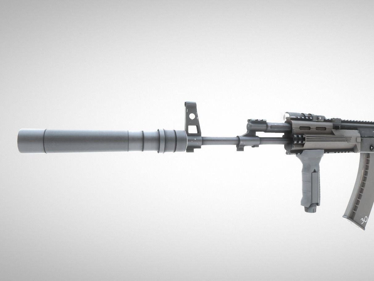 Weapon Attachments and AK12 Low-poly 3D model_1