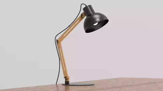 Adjustable wooden desk lamp