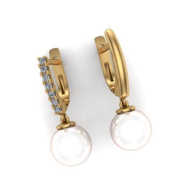 Earrings with gems 3D print model_3