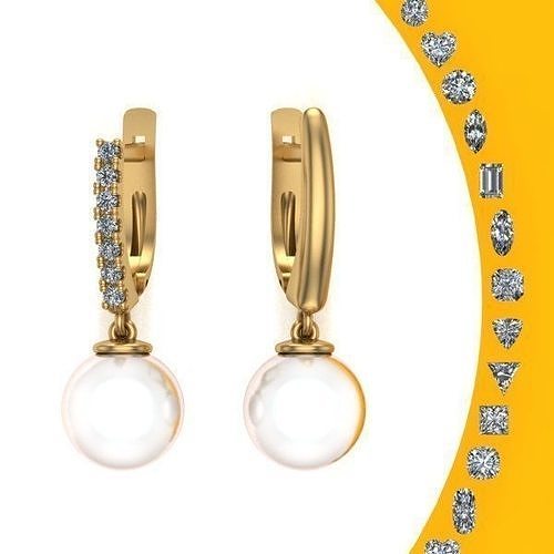 Earrings with gems 3D print model