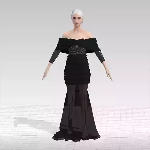 dress corset fish skirt elastic vual look black chic 