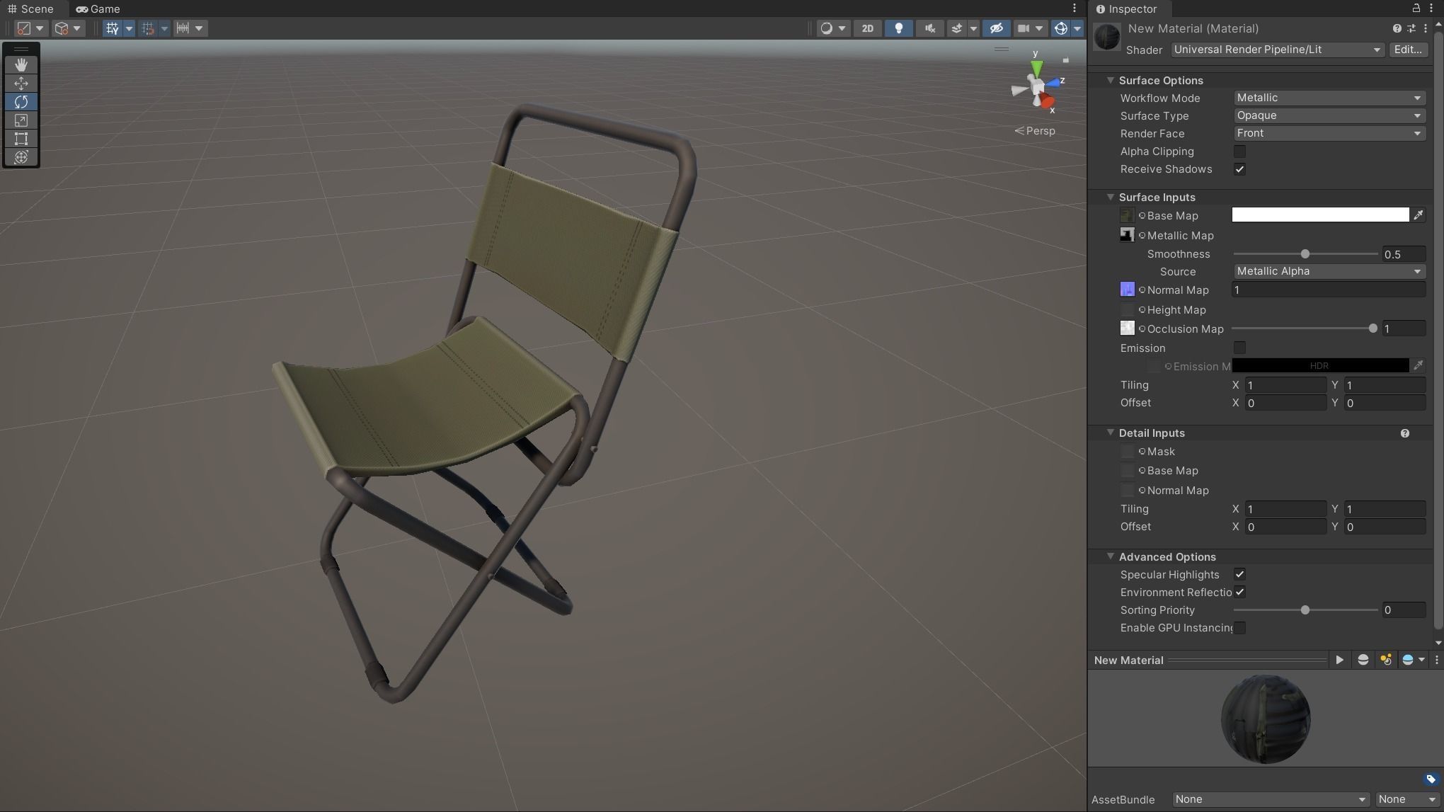 Stylized Fishing Chair Low-poly 3D model_10