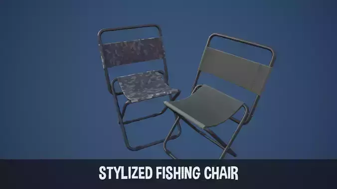 Stylized Fishing Chair Low-poly 3D model