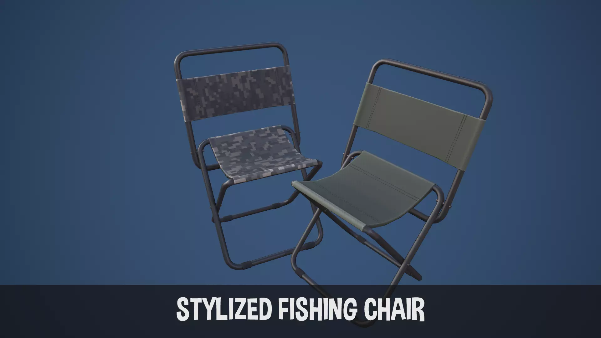 Stylized Fishing Chair Low-poly 3D model_0