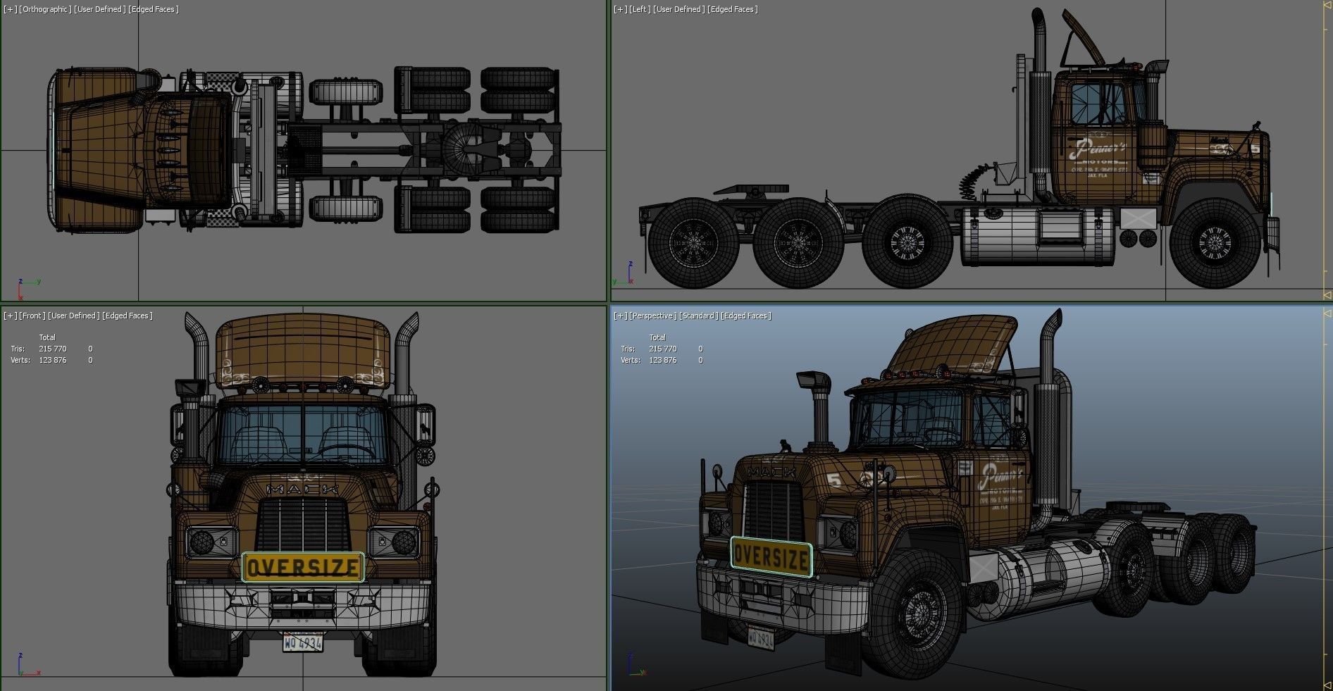 Heavy truck Low-poly 3D model_36