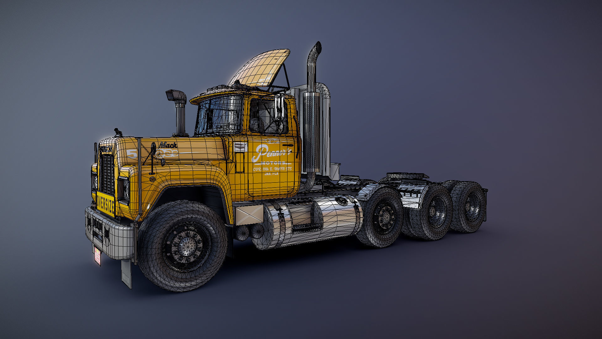 Heavy truck Low-poly 3D model_25