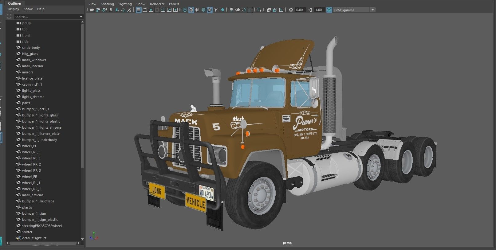 Heavy truck Low-poly 3D model_41