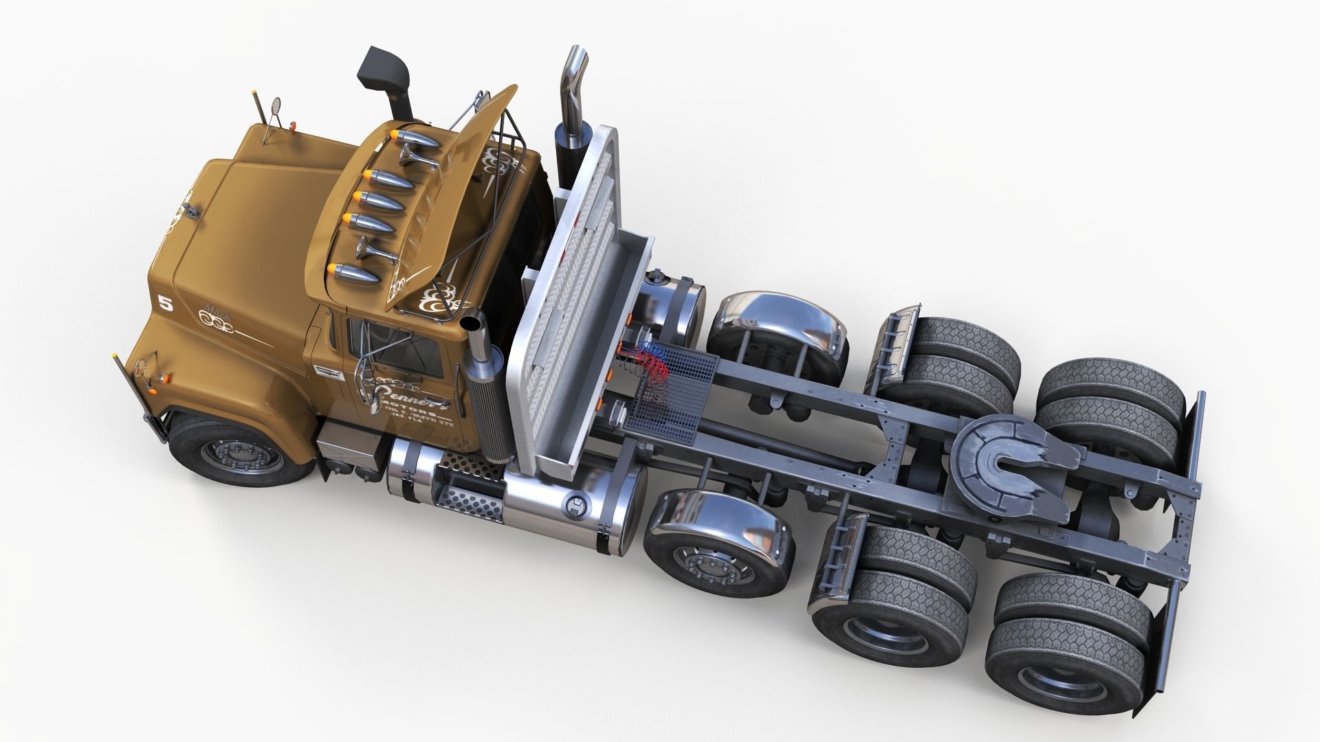 Heavy truck Low-poly 3D model_5