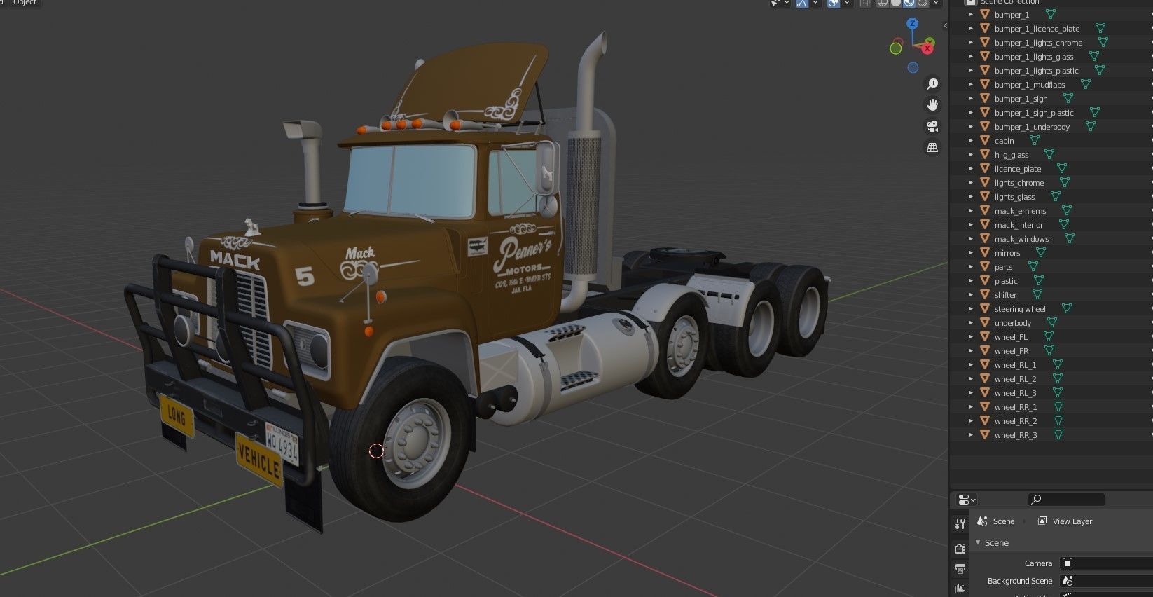 Heavy truck Low-poly 3D model_40