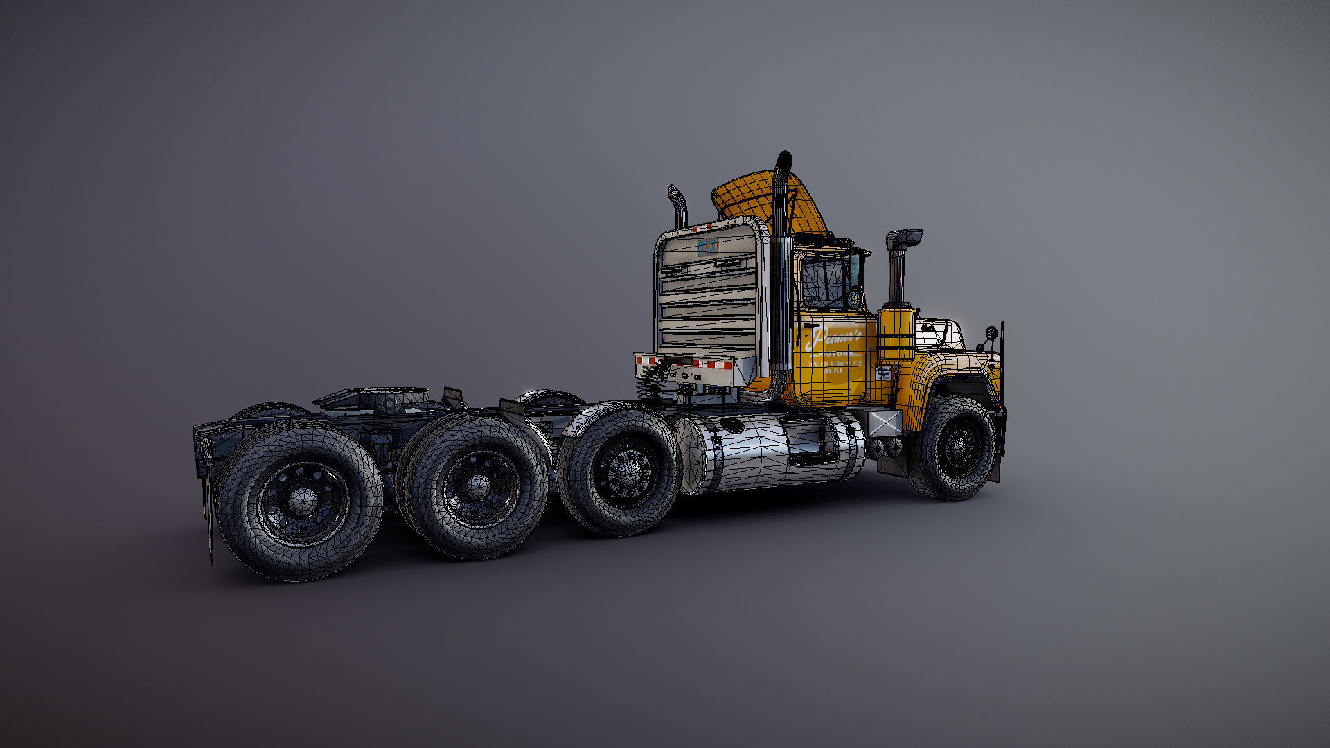 Heavy truck Low-poly 3D model_26
