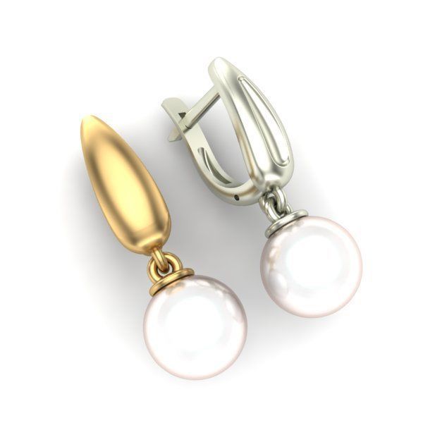 Earrings with pearls 3D print model_1