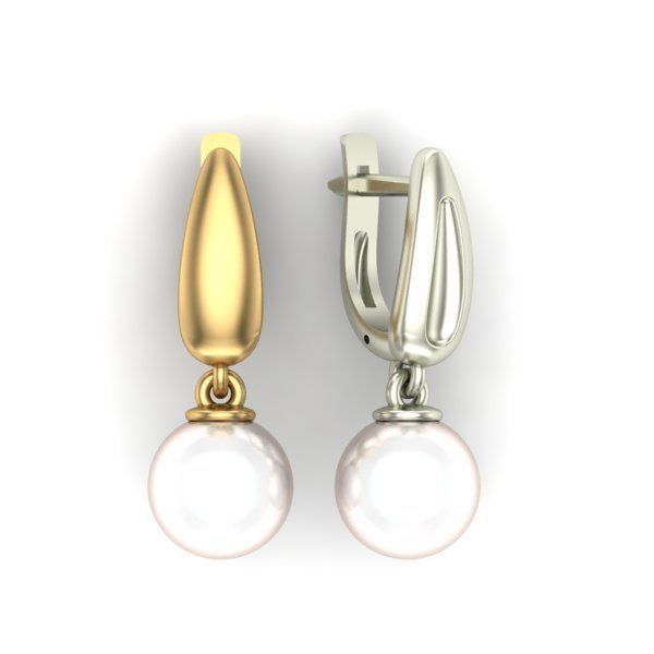 Earrings with pearls 3D print model_3