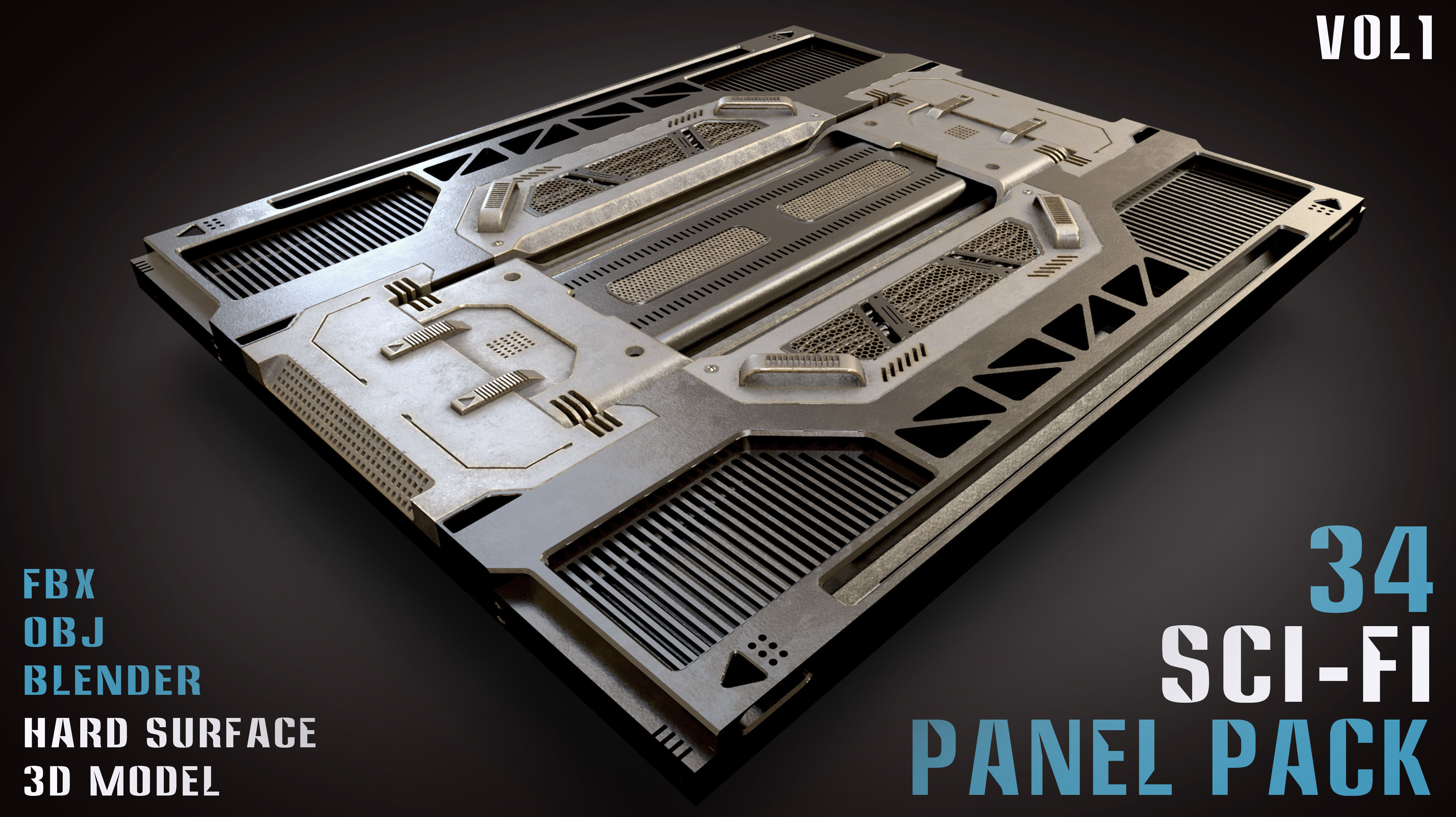 34 Sci-Fi panel pack - vol1 3D model_2