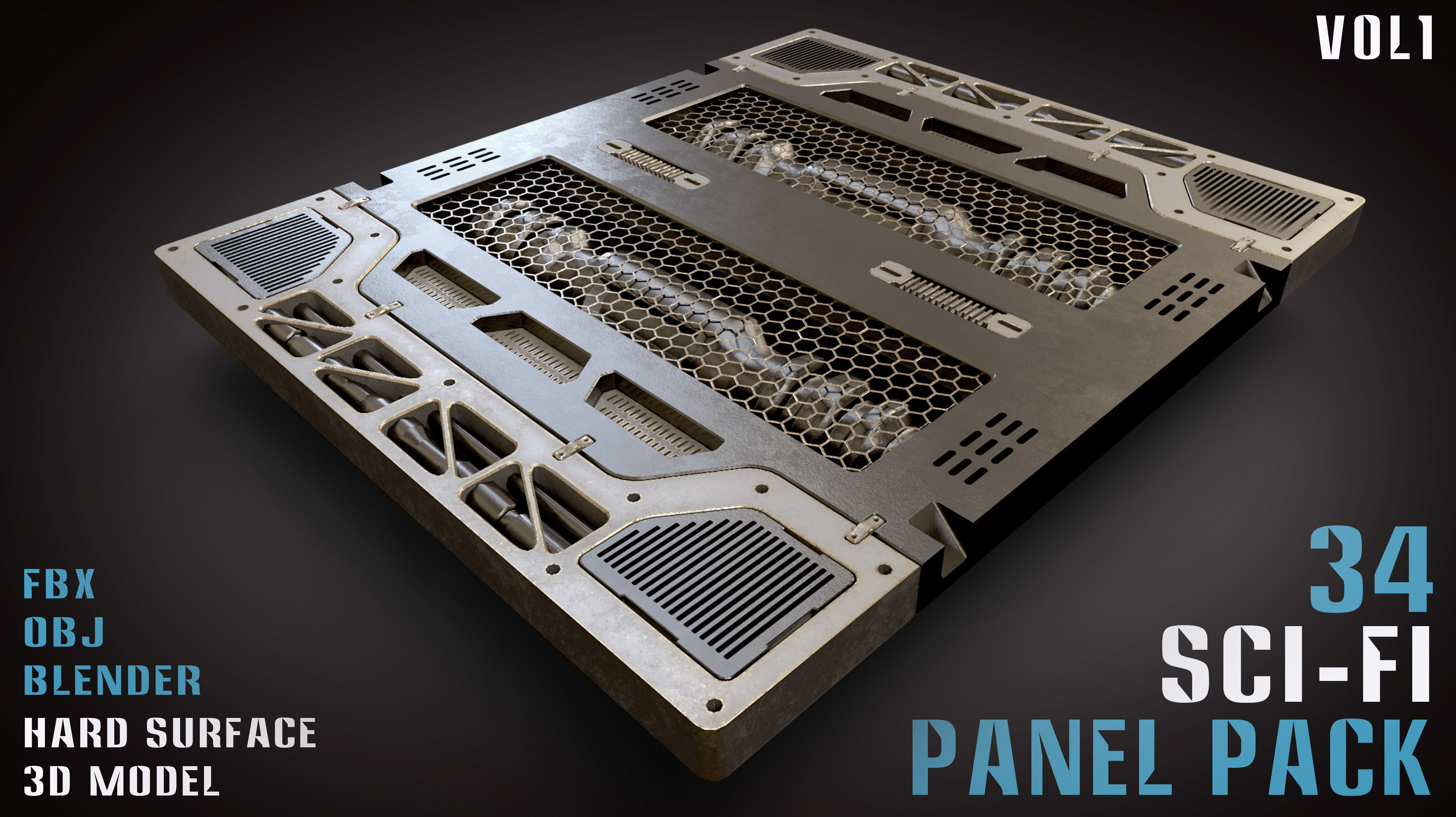 34 Sci-Fi panel pack - vol1 3D model_8