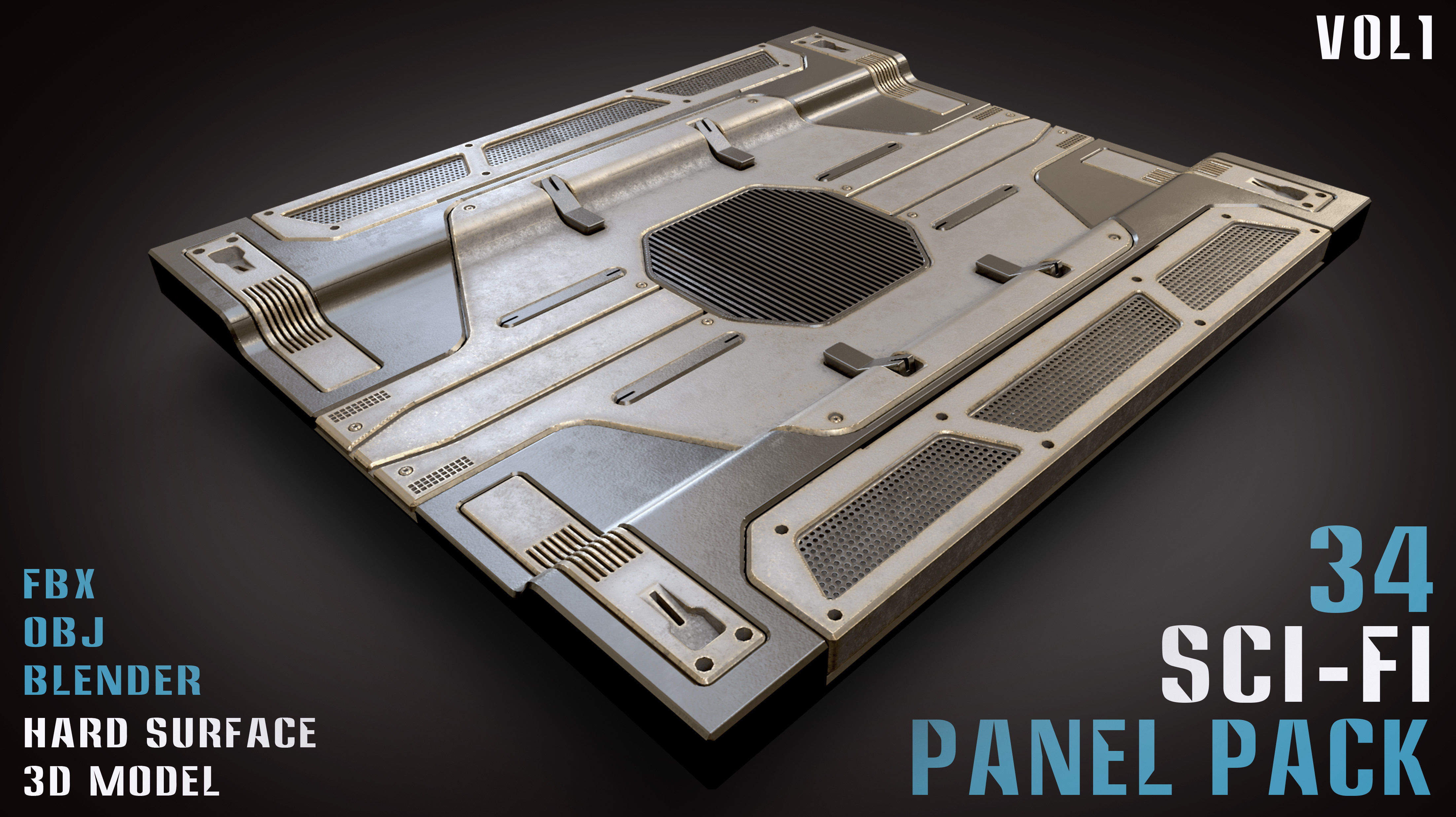 34 Sci-Fi panel pack - vol1 3D model_6