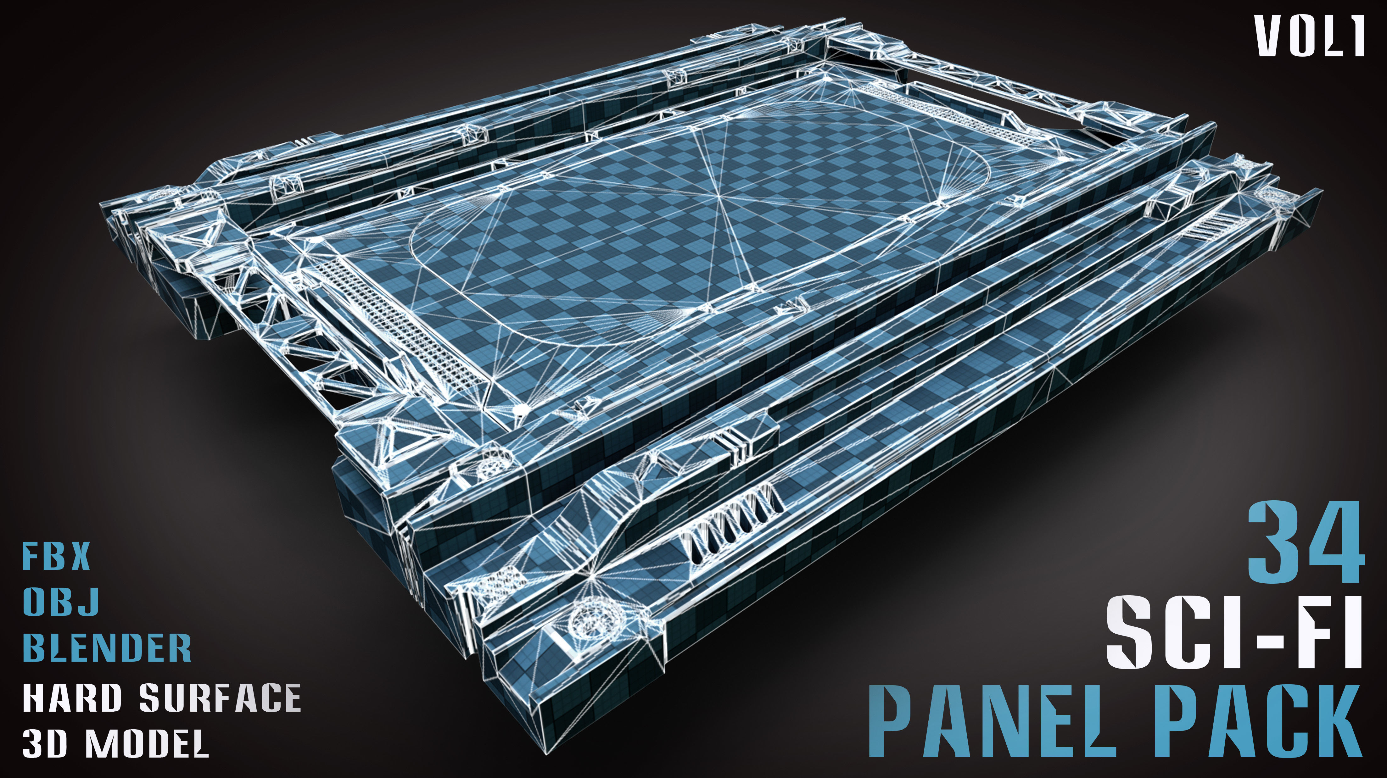 34 Sci-Fi panel pack - vol1 3D model_12