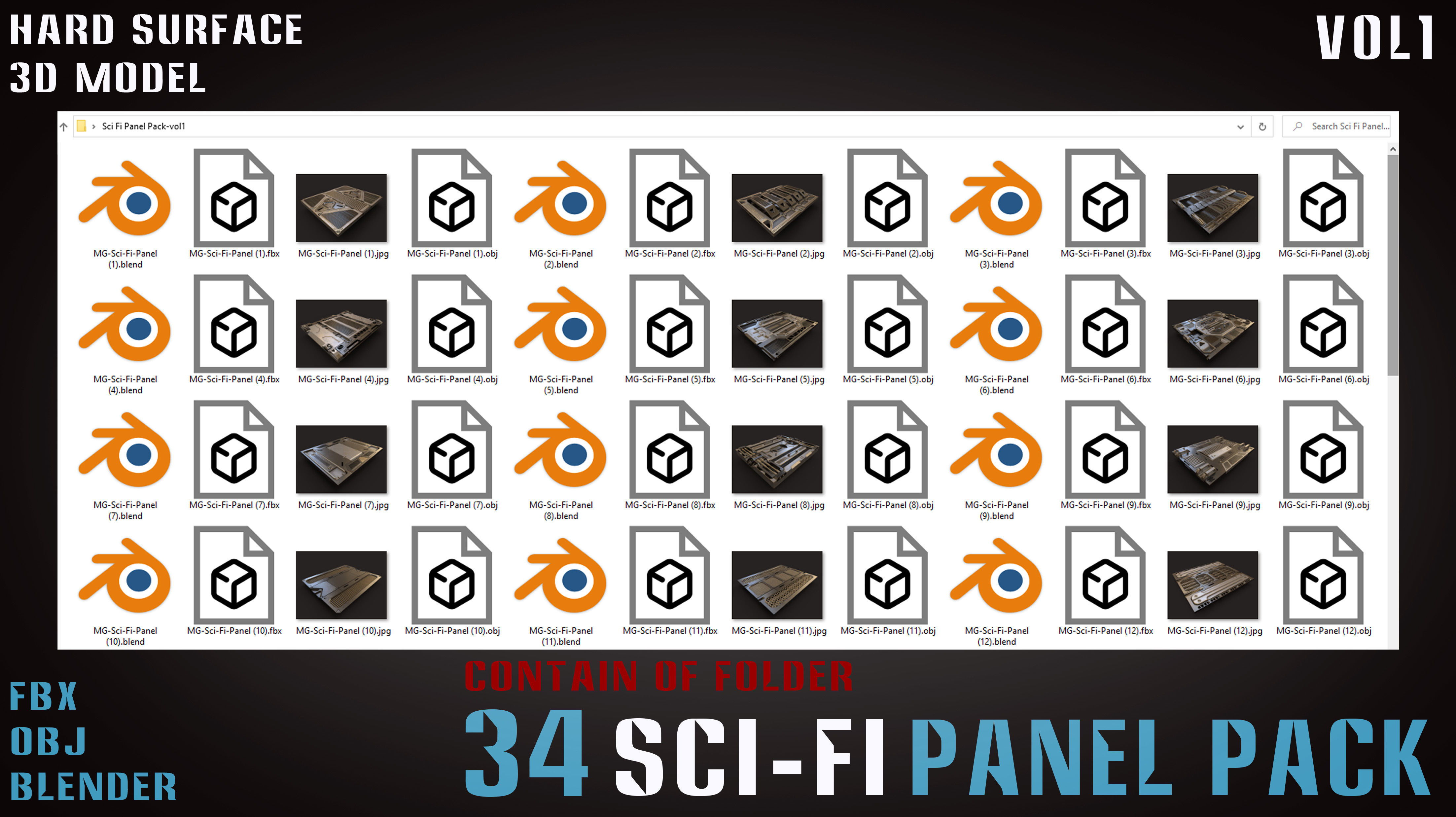 34 Sci-Fi panel pack - vol1 3D model_14