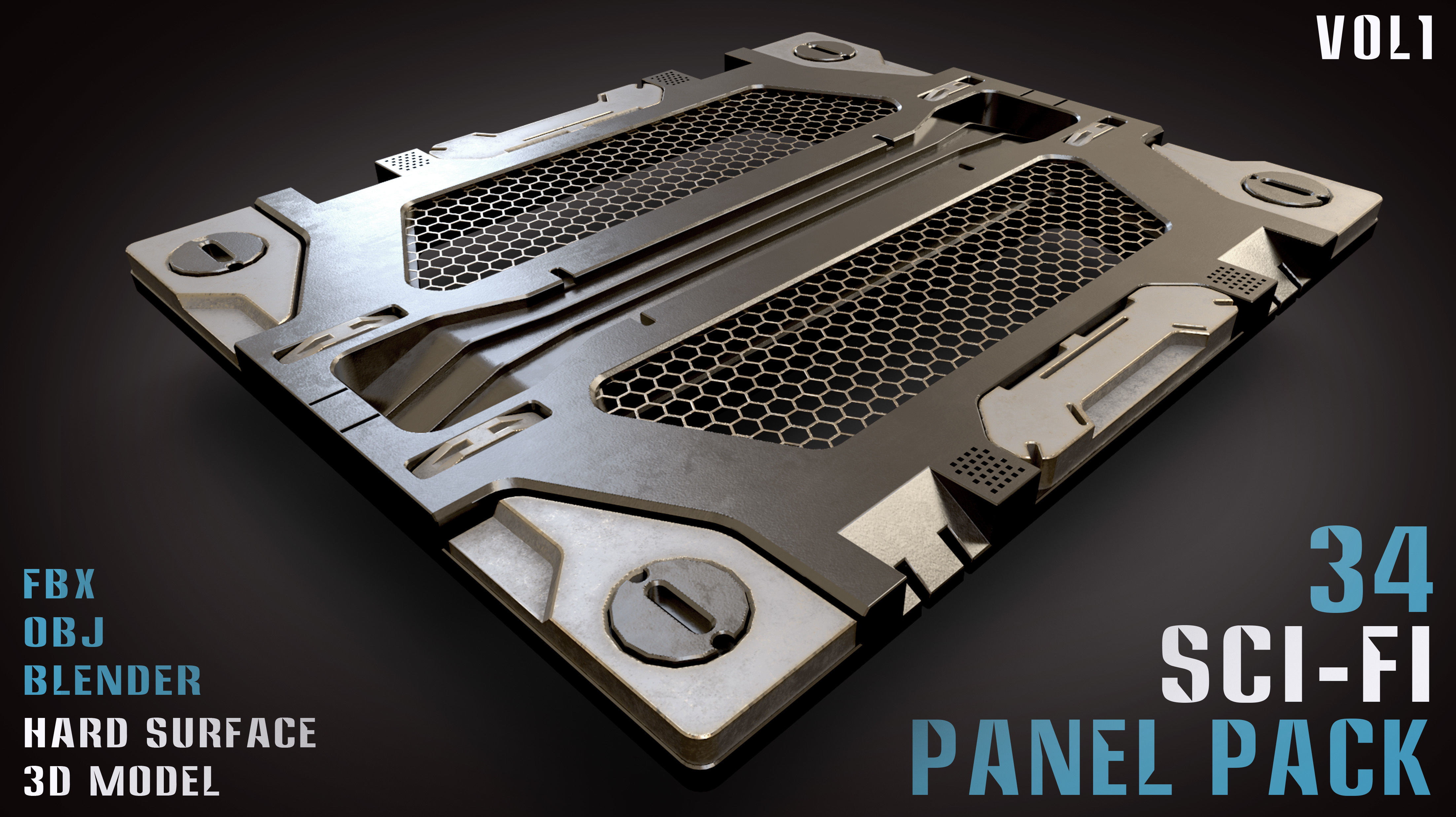 34 Sci-Fi panel pack - vol1 3D model_4