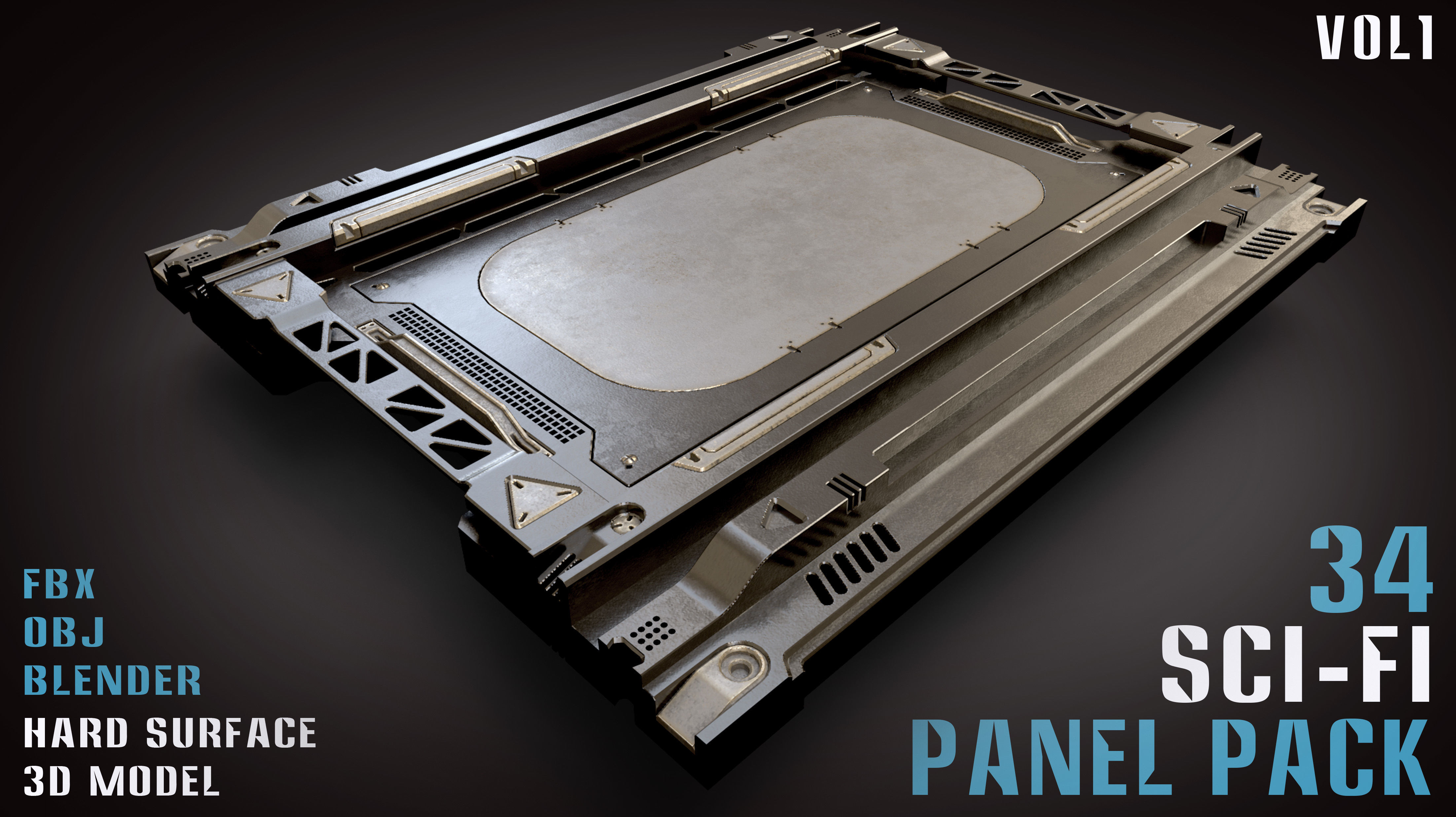 34 Sci-Fi panel pack - vol1 3D model_10
