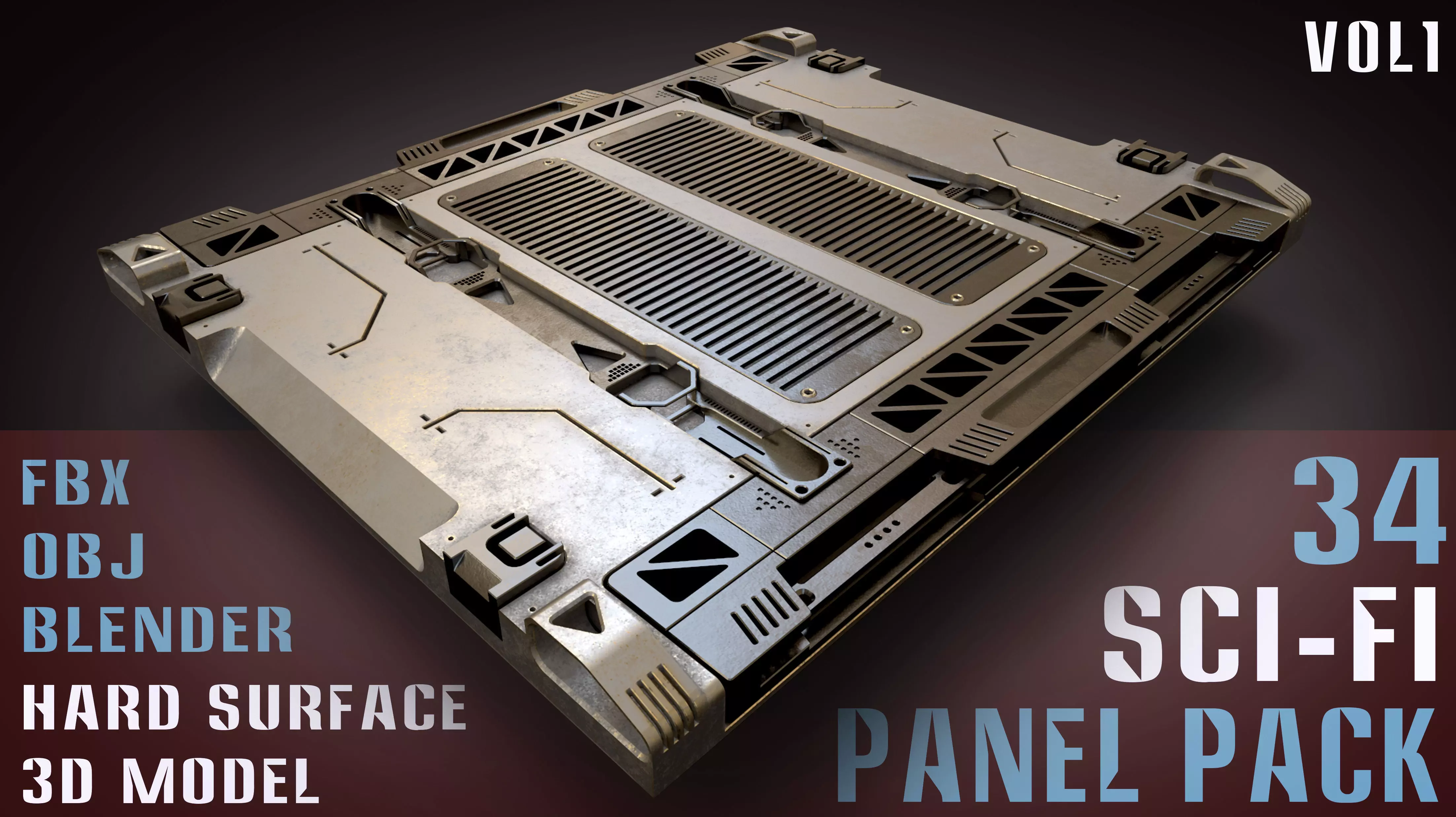 34 Sci-Fi panel pack - vol1 3D model_0
