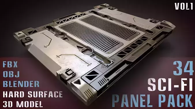 34 Sci-Fi panel pack - vol1 3D model