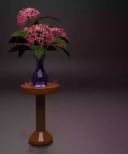 Ixora Flower Vase 3D model