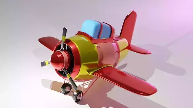 Cartoon stylized airplane Low-poly 3D model