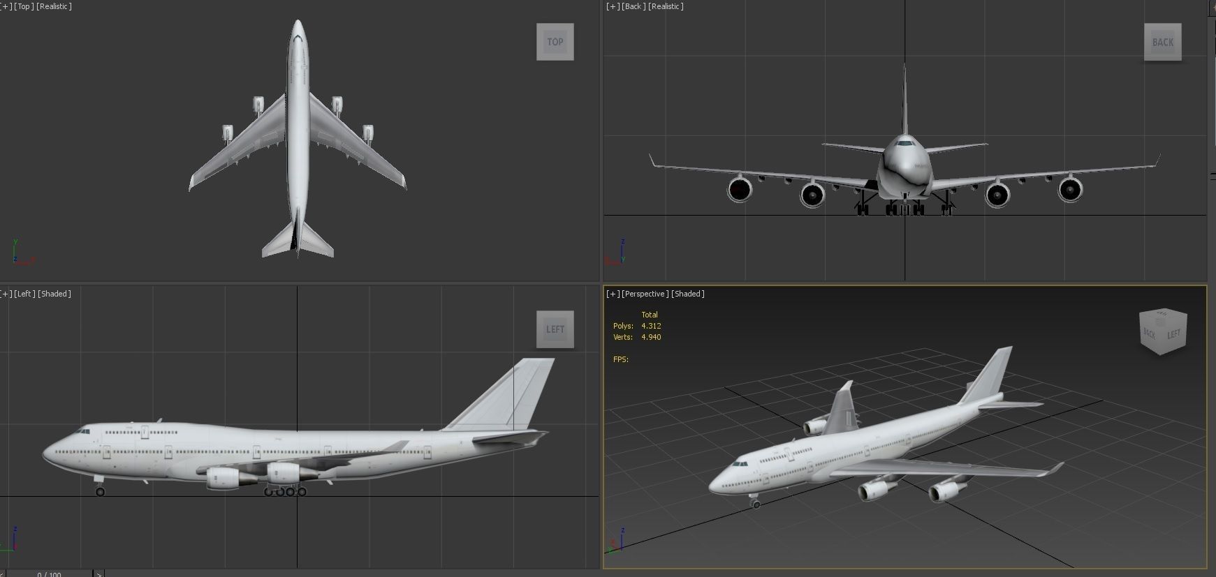 B747-400 static low poly Low-poly 3D model_8